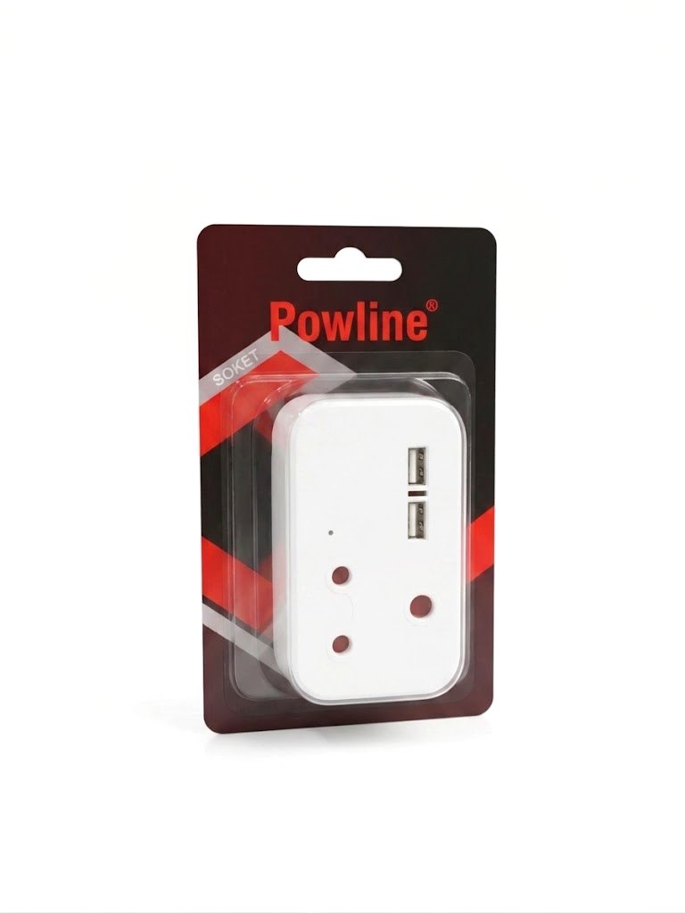 PowerLine USB Power Adapter with AC Plug Socket