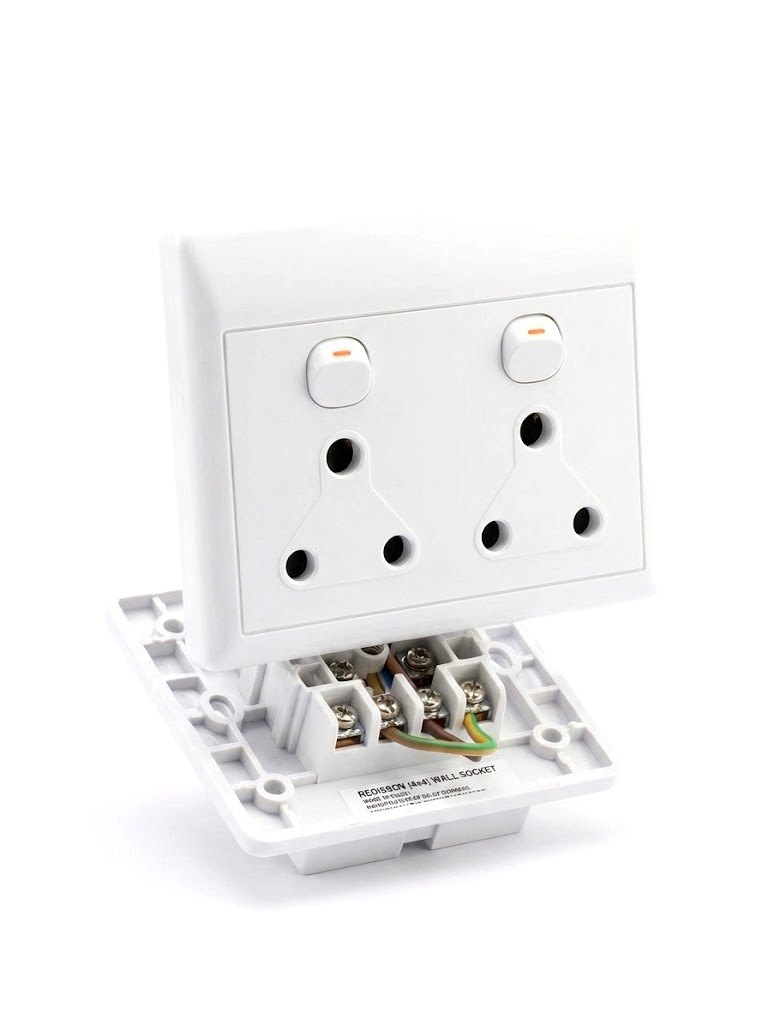 Double Wall Power Socket – 2 Plug Outlet (White)
